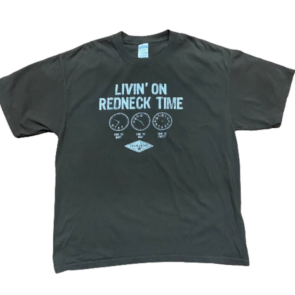 Foxworthy Living On Redneck Time Funny Comedy Brown Cotton T-Shirt Men's Size XL
